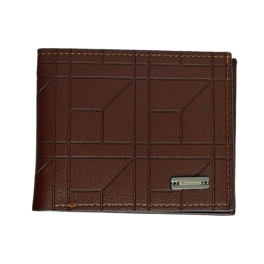 Stylish Men's Brown Geometric Pattern Bifold Wallet